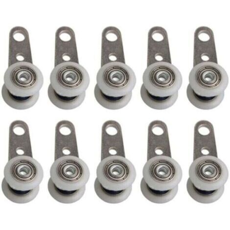 Lot De 10 Roulettes Pour Baies Vitrées Ou Portes Coulissantes - En Métal Et En Plastique - 4,5 X 1,9 Cm