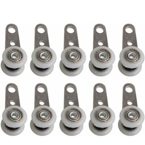 Lot de 10 roulettes pour baies vitrées ou portes coulissantes - en métal et en plastique - 4,5 x 1,9 cm