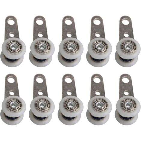 Lot de 10 roulettes pour baies vitrées ou portes coulissantes - en métal et en plastique - 4,5 x 1,9 cm