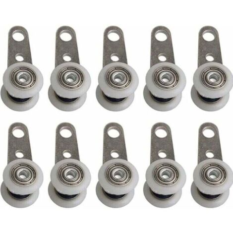 Lot De 10 Roulettes Pour Baies Vitrées Ou Portes Coulissantes - En Métal Et En Plastique - 4,5 X 1,9 Cm