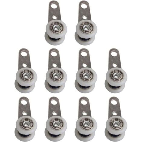 Lot De 10 Roulettes Pour Baies Vitrées Ou Portes Coulissantes - En Métal Et En Plastique - 4,5 X 1,9 Cm