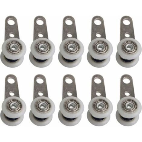 Lot De 10 Roulettes Pour Baies Vitrées Ou Portes Coulissantes - En Métal Et En Plastique - 4,5 X 1,9 Cm
