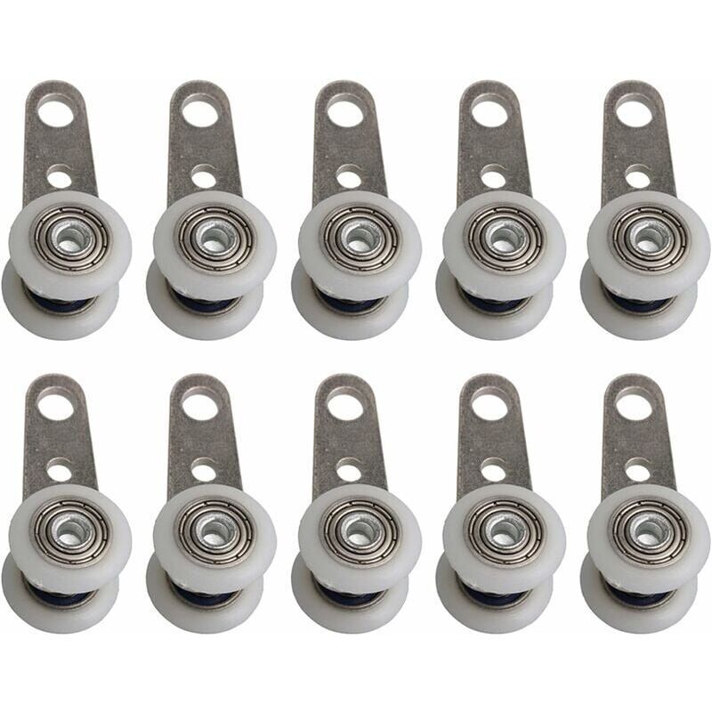 Lot De 10 Roulettes Pour Baies Vitrées Ou Portes Coulissantes - En Métal Et En Plastique - 4,5 X 1,9 Cm,