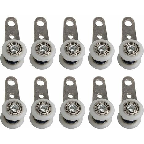 Lot de 10 roulettes pour baies vitrées ou portes coulissantes - en métal et en plastique - 4,5 x 1,9 cm(petit)