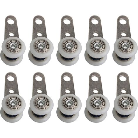 Lot de 10 roulettes pour baies vitrées ou portes coulissantes - en métal et en plastique - 4,5 x 1,9