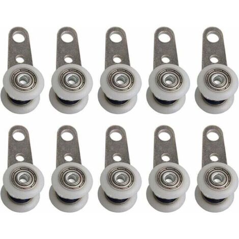 Lot De 10 Roulettes Pour Baies Vitrées Ou Portes Coulissantes - En Métal Et En Plastique - 4,5X 1,9Cm