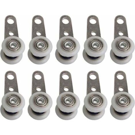 Lot De 10 Roulettes Pour Baies Vitres Ou Portes Coulissantes - En Mtal Et En Plastique - 4,5 X 1,9 Cm,