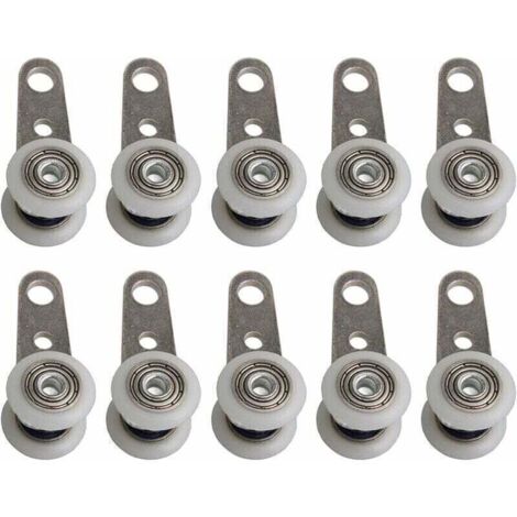 Lot De 10 Roulettes Pour Baies Vitres Ou Portes Coulissantes - En Mtal Et En Plastique - 4,5 X 1,9 Cm,