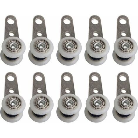 Lot De 10 Roulettes Pour Baies Vitres Ou Portes Coulissantes - En Mtal Et En Plastique - 4,5 X 1,9 Cm,