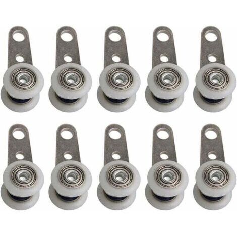 Lot De 10 Roulettes Pour Baies Vitres Ou Portes Coulissantes - En Mtal Et En Plastique - 4,5 X 1,9 Cm,