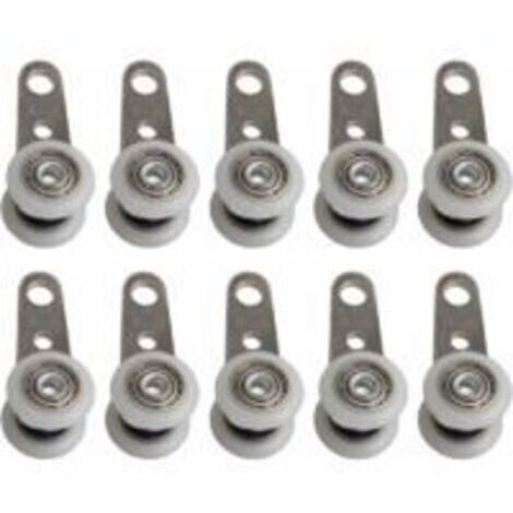 Lot de 10 Roulettes pour Fenêtres ou Portes Coulissantes - Métal et Plastique - 4,5 X 1,9cm