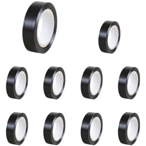 Lot de 10 Rubans AdhÃ©sifs Isolants Noirs, 15 mm x 10 m/RigiditÃ© diÃ©lectrique 40kV/mm/-5Â°C Ã +90Â°C