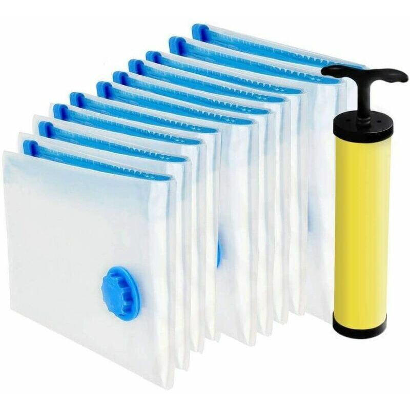 Lot de 10 Sac de Rangement Sous Vide Aspirateur 4(60x40cm), 4(80x60cm), 2(120x80cm) - Rangement sous Vide Pompe sous Vide Sacs étanches Aspiration