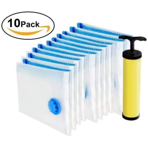 Lot de 10 Sac de Rangement Sous Vide Aspirateur 4(60x40cm), 4(80x60cm), 2(120x80cm)  Sacs de Rangement sous Vide  Pompe sous Vi