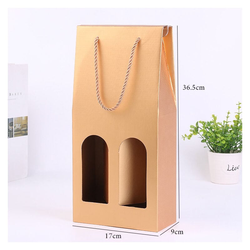 Beijiyi - Lot de 10 sacs à bouteille pour 2 bouteilles de champagne/vin avec cordon textile et fenêtre, 36.5cm17cm9cm