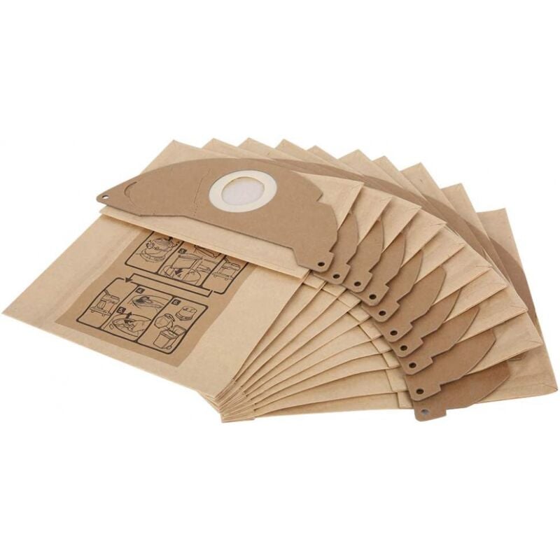 Lot de 10 sacs à poussière de rechange pour aspirateur Kärcher WD2 MV2 WD2250 A2004 A2054 6.904-322.0