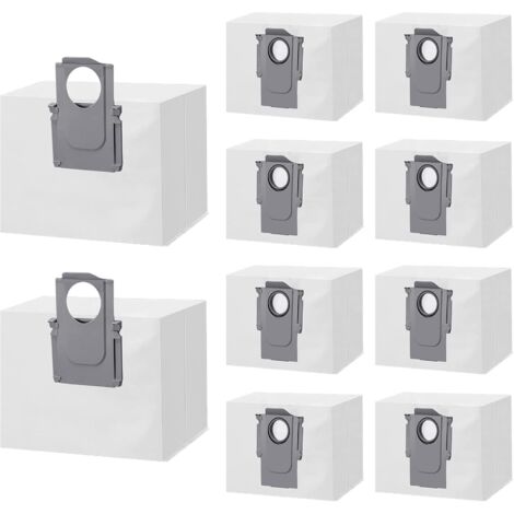 Lot de 10 sacs à poussière de rechange pour aspirateurs Xiaomi Roborock S8+/S8 Pro Ultra, S7 MaxV Ultra/S7 Pro Ultra, Q7+/Q7 Max+/Q5+/T8