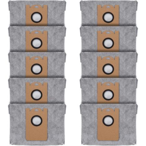 Lot de 10 sacs à poussière pour eufy RoboVac L35 Hybrid/L35 Hybrid+ LR30 Hybrid/LR30 LR20 Station de vidange automatique, système de filtration à 4 couches avec tissu à charbon actif pour éliminer les