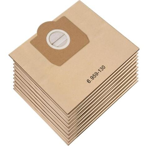 Lot de 10 Sacs Aspirateur pour Karcher 6.959-130.0 WD3 WD3P MV3 Sacs Filtrants en Papier de Rechange pour Aspirateur Wet & Dry, Sac pour Karcher WD3 Premium Accessoires Pièces Détachées