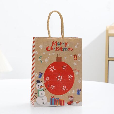 Lot de 10 sacs cadeaux de Noël marron avec poignées - 27 x 21 x 11 cm - Papier kraft - Convient pour les vêtements, les cadeaux et les emballages de boîtes