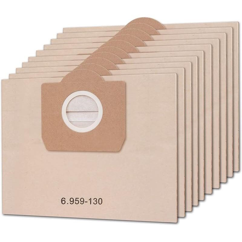 Lot de 10 sacs d&39aspirateur pour Karcher 6.959-130.0 WD3 WD3P MV3 A2204 A2254 A2604 Sacs Filtrants en Papier de Rechange pour