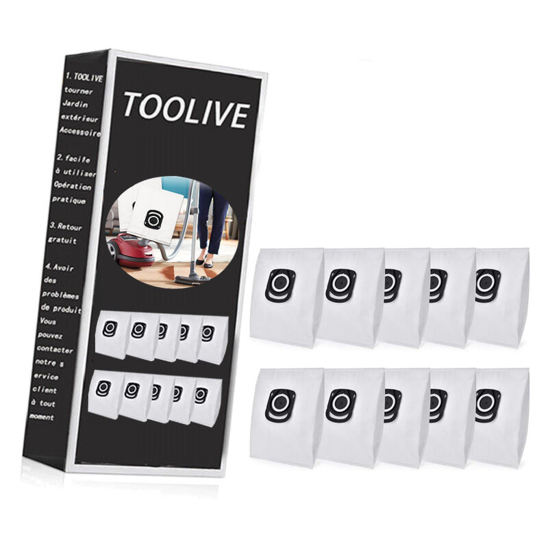 Toolive - Lot de 10 sacs d'aspirateur - Pour Rowenta Hygiene + ZR200520, Pour Rowenta Compact Power, X-Trem Power et Silence Force