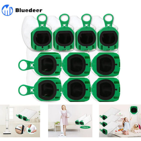 Lot de 10 Sacs D'aspirateur pour Vorwerk Kobold VB100 VB 100 FP100 FP 100 Sacs Filtrants de Qualité Supérieure pour Aspirateur Sans Filtre Kobold VB100
