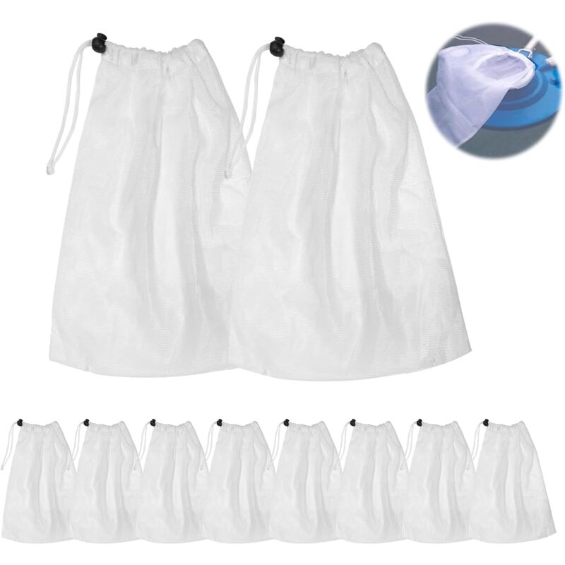 Lot de 10 Sacs de Collecte de Rechange en Filet,Sacs d'aspirateur pour Sol,Sac en Filet,avec Cordon de Serrage et Fermeture pour Le Nettoyage des