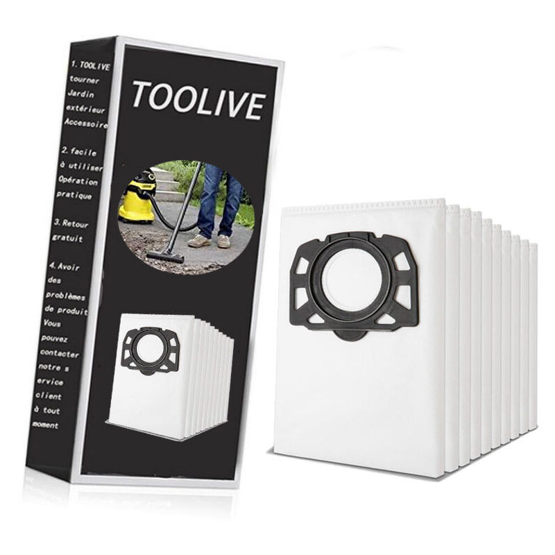 Lot de 10 Sacs de Filtre Sacs D'aspirateur pour Kärcher 2.863-006.0 kfi 487 Sacs Aspirateur pour Kärcher WD4 WD5 WD6 WD5P WD6P MV4 MV5 MV6