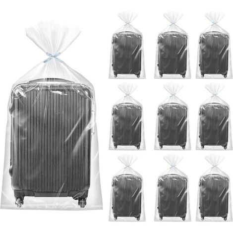 Lot de 10 sacs de rangement transparents extra larges : 100 x 152 cm Sacs en plastique transparents Grands sacs de déménagement réutilisables pour bagages, jouets en peluche, valises, vêtements