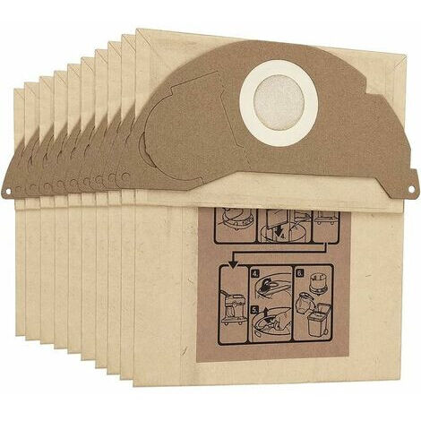 Lot de 10 sacs en papier pour aspirateurs Eau et Poussière Karcher