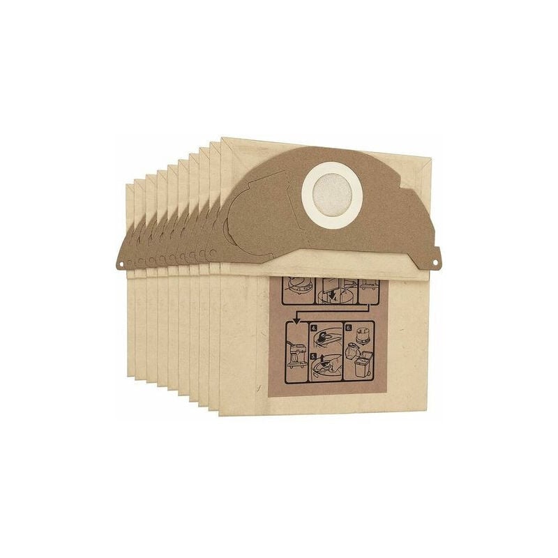Lot de 10 sacs en papier pour aspirateurs Eau et Poussière Karcher