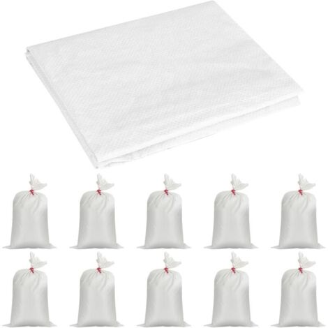 Lot de 10 sacs en tissu polypropylène - 80 x 50 cm - Sacs à céréales - Sacs d'inondation - Sacs de stockage - Sacs de jardin - Sacs à gravats - Sacs en tissu - Grand sac pour sable, saleté