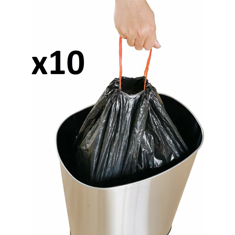 Lot de 10 sacs poubelles Noir 60L - Noir