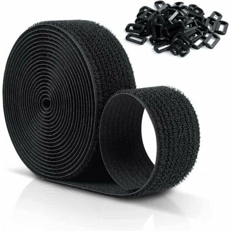 Lot de 10 sangles Velcro 25 mm réutilisables, réglables avec 50 boucles, attaches en nylon noir faciles à couper.