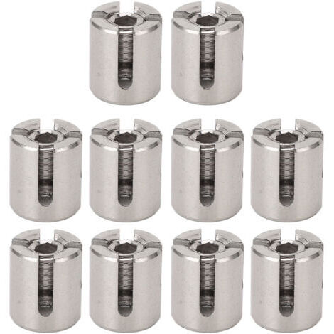Lot de 10 serre-câbles croisés en acier inoxydable 316 (3 mm) pour câbles de 3 mm (1/8") destinés aux systèmes de treillis muraux.