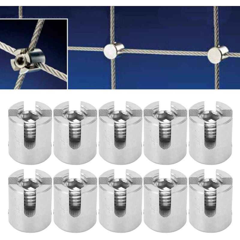 Lot de 10 serre-câbles croisés en acier inoxydable pour garde-corps intérieur et extérieur M12 5 mm/0,2 po