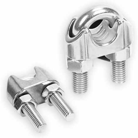 Lot de 10 serre-câbles en acier galvanisé de 2 mm - Forme en étrier pour câble en acier, câble, fils, serre-câbles