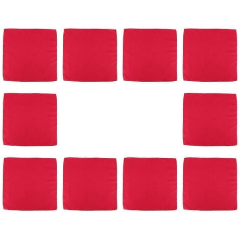 Lot de 10 serviettes de table en polyester 48 x 48 cm pour restaurant, grand format rouge.