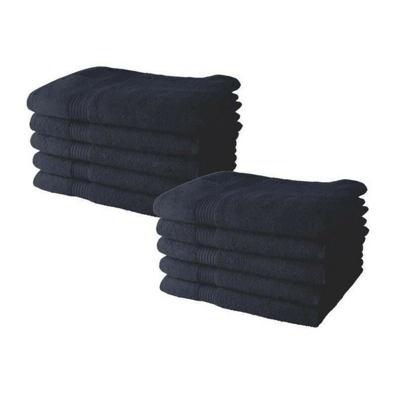 Lot de 10 serviettes de Toilette Today 50x90 cm 100% Coton - Navy Lot de 10 serviettes de Toilette Today 50x90 cm 100% Coton - Navy
