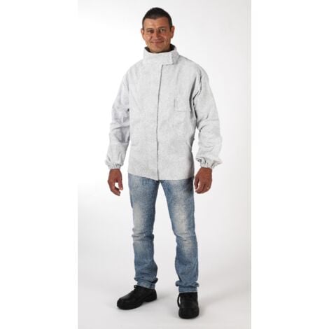 Lot de 10 - SOUDEUR Veste blanche, croûte de vachette XL - 52/54