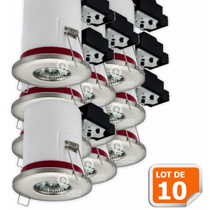 Lot de 10 Spot encastrable BBC Etanche IP65 Inox 87mm avec douille et ampoule LED 5W 3000K