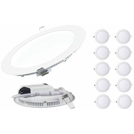 Lot de 10 Spot Encastrable LED Downlight Panel Extra-Plat 18W Neutre 4200-4500K