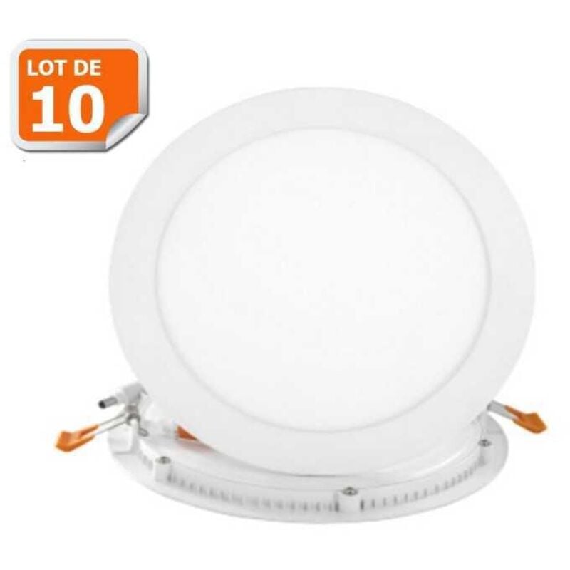 Lot de 10 Spot Encastrable led Downlight Panel Extra-Plat 24W Blanc Neutre 4500K