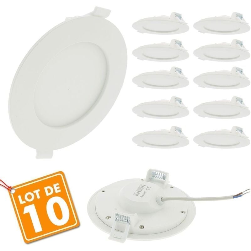 Lot de 10 Spot  Encastrable  LED Panel Extra  Plat  6W 