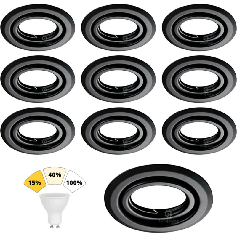 Lot de 10 Spot Encastrable Noir Mat 7W, 3 Intensités Réglables, Blanc Neutre 4000K