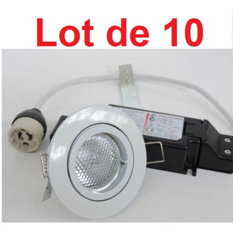 Lot de 10 spot iodure 35W orientable blanc Ø 82mm lampe CMH 4000K 2200lm GX10 variable ballast elec 230V IP20 THORN 96262292