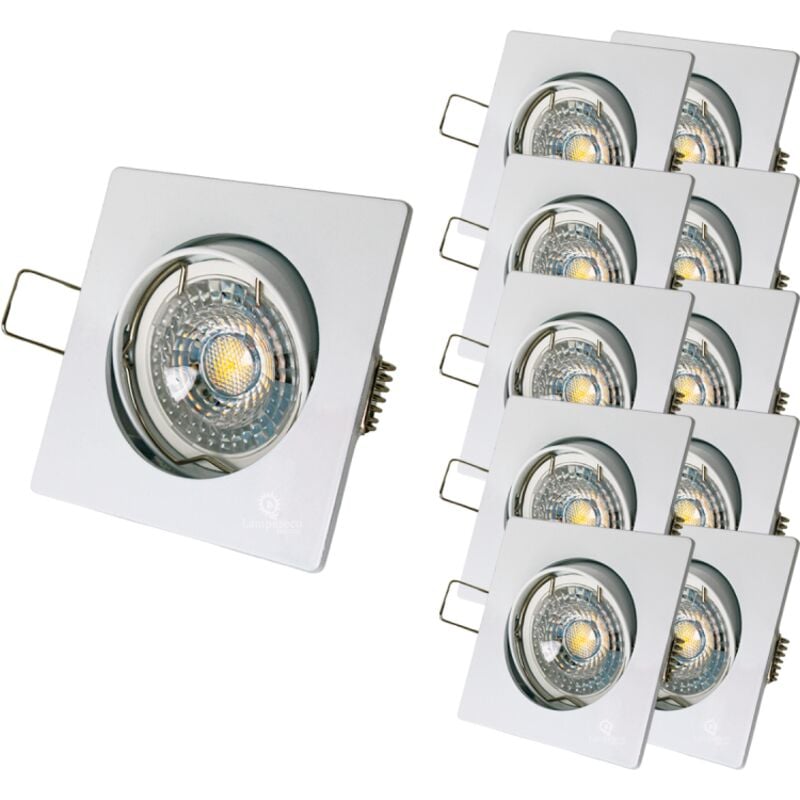 Lot de 10 Spot led carré blanc 230v 38° blanc chaud