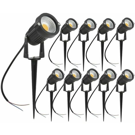 Lot de 10 Spot LED COB 5W 220V Spots Jardin Orientables avec Piquet Luminaires Extérieur Jardin Terrasse