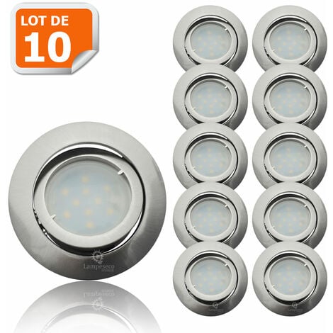 Lot de 10 Spot Led Encastrable Complete Satin Orientable lumière Blanc Neutre eq. 50W ref.895